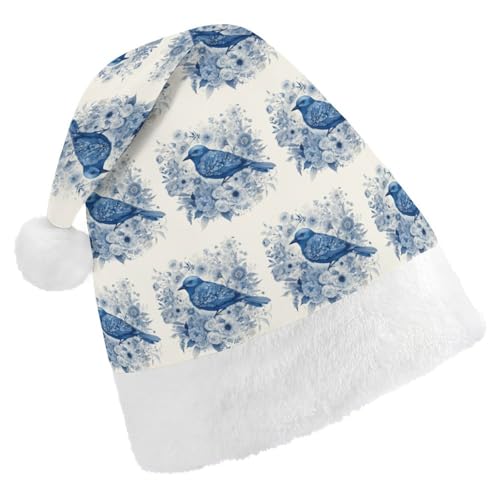 JKLQWH Weihnachtsmütze, Weihnachtsmütze mit Blauvogel und Blumen, Weihnachtsmannmütze für Erwachsene, Uni, klassische Weihnachtsmannmütze, extra dick, Weihnachtsmütze, Wintermütze, Neujahr, JKLQWH Weihnachtsmütze, Weihnachtsmütze mit Blauvogel und Blumen, Weihnachtsmannmütze für Erwachsene, Uni, klassische Weihnachtsmannmütze, extra dick, Weihnachtsmütze, Wintermütze, Neujahr, von JKLQWH