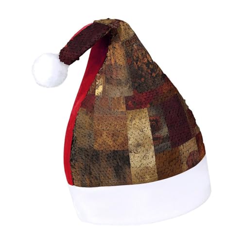JKLQWH Weihnachtsmütze mit Pailletten, Patchwork-Muster, lustige Weihnachtsmütze, Weihnachtsgeschenke für Damen und Herren, Anzug für Familie, Weihnachten, Silvester, Festival, Party, Kostüm von JKLQWH