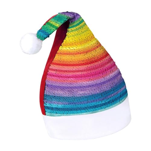 JKLQWH Weihnachtsmütze mit Pailletten, Regenbogenfarben, gestreift, lustige Weihnachtsmütze, Weihnachtsgeschenke für Damen und Herren, Anzug für Familie, Weihnachten, Silvester, Festival, Party, JKLQWH Weihnachtsmütze mit Pailletten, Regenbogenfarben, gestreift, lustige Weihnachtsmütze, Weihnachtsgeschenke für Damen und Herren, Anzug für Familie, Weihnachten, Silvester, Festival, Party, von JKLQWH