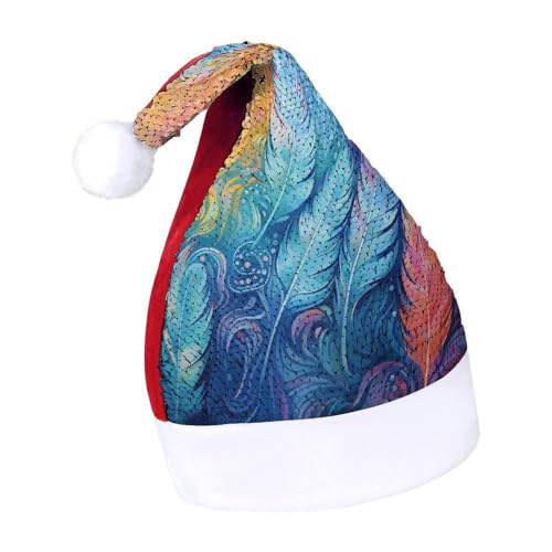JKLQWH Weihnachtsmütze mit Pailletten, handgezeichnete Federn, Weihnachtsmütze, lustige Weihnachtsmütze, Weihnachtsgeschenke für Damen und Herren, Anzug für Familie, Weihnachten, Silvester, Festival, JKLQWH Weihnachtsmütze mit Pailletten, handgezeichnete Federn, Weihnachtsmütze, lustige Weihnachtsmütze, Weihnachtsgeschenke für Damen und Herren, Anzug für Familie, Weihnachten, Silvester, Festival, von JKLQWH