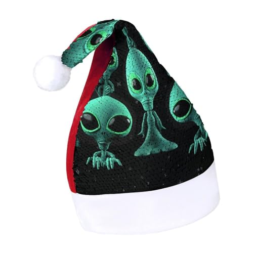 JKLQWH Weihnachtsmütze mit Pailletten, mit Aliens-Weihnachtsmütze, lustige Weihnachtsmütze, Weihnachtsgeschenke für Damen und Herren, Anzug für Familie, Weihnachten, Silvester, Festival, Party, Kostüm JKLQWH Weihnachtsmütze mit Pailletten, mit Aliens-Weihnachtsmütze, lustige Weihnachtsmütze, Weihnachtsgeschenke für Damen und Herren, Anzug für Familie, Weihnachten, Silvester, Festival, Party, Kostüm von JKLQWH