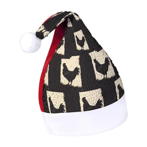 JKLQWH Weihnachtsmütze mit Pailletten, mit Bauernhaus-Huhn, lustige Weihnachtsmütze, Weihnachtsgeschenke für Damen und Herren, Anzug für Familie, Weihnachten, Silvester, Festival, Party, Kostüm JKLQWH Weihnachtsmütze mit Pailletten, mit Bauernhaus-Huhn, lustige Weihnachtsmütze, Weihnachtsgeschenke für Damen und Herren, Anzug für Familie, Weihnachten, Silvester, Festival, Party, Kostüm von JKLQWH