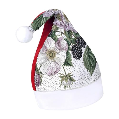 JKLQWH Weihnachtsmütze mit Pailletten, mit Blumen und Brombeeren, lustige Weihnachtsmütze, Weihnachtsgeschenke für Damen und Herren, Anzug für Familie, Weihnachten, Silvester, Festival, Party, Kostüm JKLQWH Weihnachtsmütze mit Pailletten, mit Blumen und Brombeeren, lustige Weihnachtsmütze, Weihnachtsgeschenke für Damen und Herren, Anzug für Familie, Weihnachten, Silvester, Festival, Party, Kostüm von JKLQWH