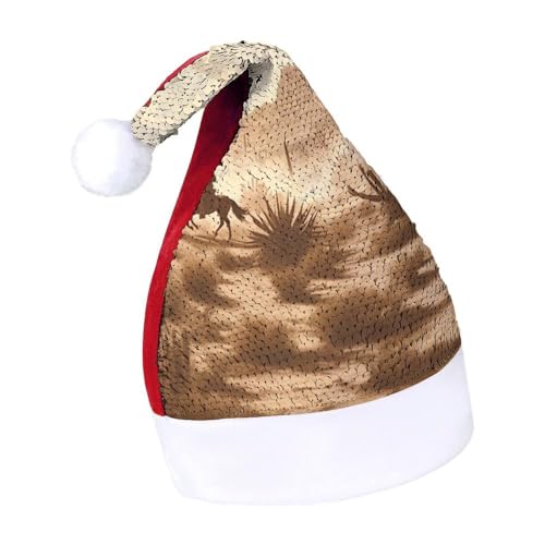 JKLQWH Weihnachtsmütze mit Pailletten, mit Cowboys im West-Wüsten-Design, lustige Weihnachtsmütze, Weihnachtsgeschenke für Damen und Herren, Anzug für Familie, Weihnachten, Silvester, Festival, Party, JKLQWH Weihnachtsmütze mit Pailletten, mit Cowboys im West-Wüsten-Design, lustige Weihnachtsmütze, Weihnachtsgeschenke für Damen und Herren, Anzug für Familie, Weihnachten, Silvester, Festival, Party, von JKLQWH