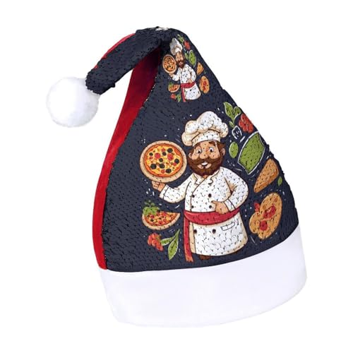 JKLQWH Weihnachtsmütze mit Pailletten, mit Koch, Pizza, Weihnachtsmütze, lustige Weihnachtsmütze, Weihnachtsgeschenke für Damen und Herren, Anzug für Familie, Weihnachten, Silvester, Festival, Party, JKLQWH Weihnachtsmütze mit Pailletten, mit Koch, Pizza, Weihnachtsmütze, lustige Weihnachtsmütze, Weihnachtsgeschenke für Damen und Herren, Anzug für Familie, Weihnachten, Silvester, Festival, Party, von JKLQWH