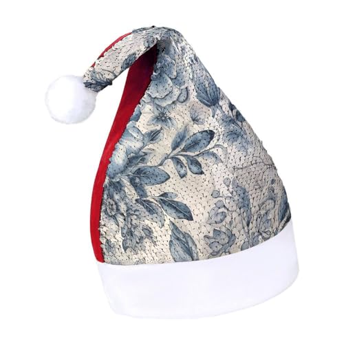 JKLQWH Weihnachtsmütze mit Pailletten, mit blauem Blumenmuster, lustige Weihnachtsmütze, Weihnachtsgeschenke für Damen und Herren, Anzug für Familie, Weihnachten, Silvester, Festival, Party, Kostüm JKLQWH Weihnachtsmütze mit Pailletten, mit blauem Blumenmuster, lustige Weihnachtsmütze, Weihnachtsgeschenke für Damen und Herren, Anzug für Familie, Weihnachten, Silvester, Festival, Party, Kostüm von JKLQWH