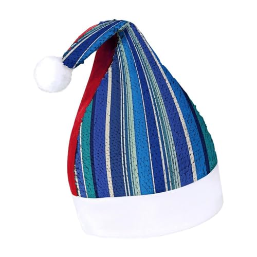 JKLQWH Weihnachtsmütze mit Pailletten, mit blauen Streifen, lustige Weihnachtsmütze, Weihnachtsgeschenke für Damen und Herren, Anzug für Familie, Weihnachten, Silvester, Festival, Party, Kostüm JKLQWH Weihnachtsmütze mit Pailletten, mit blauen Streifen, lustige Weihnachtsmütze, Weihnachtsgeschenke für Damen und Herren, Anzug für Familie, Weihnachten, Silvester, Festival, Party, Kostüm von JKLQWH