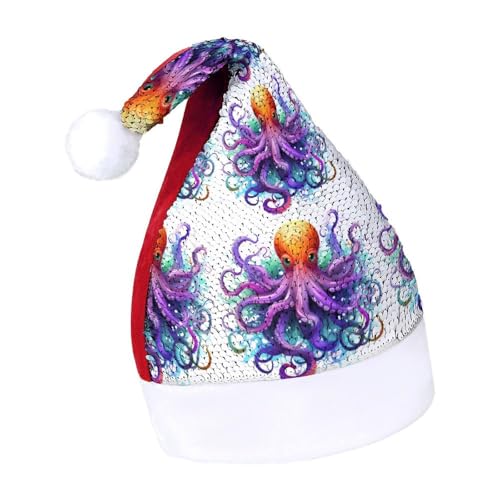 JKLQWH Weihnachtsmütze mit Pailletten, mit buntem Oktopus, lustige Weihnachtsmütze, Weihnachtsgeschenke für Damen und Herren, Anzug für Familie, Weihnachten, Silvester, Festival, Party, Kostüm JKLQWH Weihnachtsmütze mit Pailletten, mit buntem Oktopus, lustige Weihnachtsmütze, Weihnachtsgeschenke für Damen und Herren, Anzug für Familie, Weihnachten, Silvester, Festival, Party, Kostüm von JKLQWH