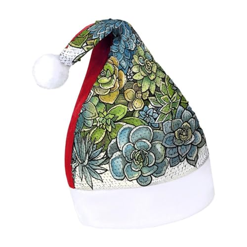 JKLQWH Weihnachtsmütze mit Pailletten, mit grünem Sukkulentenbild, Weihnachtsmütze, lustige Weihnachtsmütze, Weihnachtsgeschenke für Damen und Herren, Anzug für Familie, Weihnachten, Silvester, JKLQWH Weihnachtsmütze mit Pailletten, mit grünem Sukkulentenbild, Weihnachtsmütze, lustige Weihnachtsmütze, Weihnachtsgeschenke für Damen und Herren, Anzug für Familie, Weihnachten, Silvester, von JKLQWH