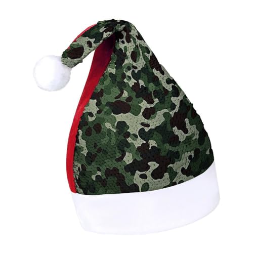 JKLQWH Weihnachtsmütze mit Pailletten, mit grüner Camouflage, lustige Weihnachtsmütze, Weihnachtsgeschenke für Damen und Herren, Anzug für Familie, Weihnachten, Silvester, Festival, Party, Kostüm JKLQWH Weihnachtsmütze mit Pailletten, mit grüner Camouflage, lustige Weihnachtsmütze, Weihnachtsgeschenke für Damen und Herren, Anzug für Familie, Weihnachten, Silvester, Festival, Party, Kostüm von JKLQWH