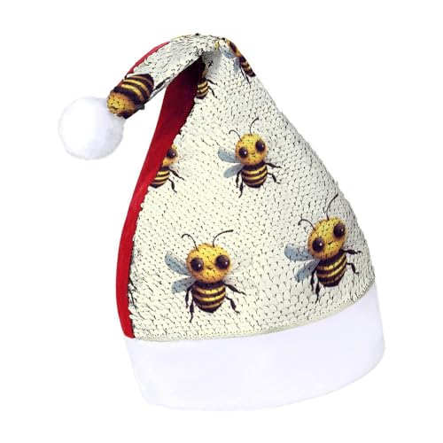 JKLQWH Weihnachtsmütze mit Pailletten, mit niedlicher Biene, lustige Weihnachtsmütze, Weihnachtsgeschenke für Damen und Herren, Anzug für Familie, Weihnachtsabend, Neujahr, Festival, Party-Kostüm JKLQWH Weihnachtsmütze mit Pailletten, mit niedlicher Biene, lustige Weihnachtsmütze, Weihnachtsgeschenke für Damen und Herren, Anzug für Familie, Weihnachtsabend, Neujahr, Festival, Party-Kostüm von JKLQWH