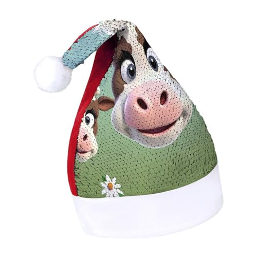 JKLQWH Weihnachtsmütze mit Pailletten, mit niedlicher Kuh-Weihnachtsmütze, lustige Weihnachtsmütze, Weihnachtsgeschenke für Damen und Herren, Anzug für Familie, Weihnachten, Silvester, Festival, JKLQWH Weihnachtsmütze mit Pailletten, mit niedlicher Kuh-Weihnachtsmütze, lustige Weihnachtsmütze, Weihnachtsgeschenke für Damen und Herren, Anzug für Familie, Weihnachten, Silvester, Festival, von JKLQWH