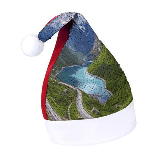 JKLQWH Weihnachtsmütze mit Pailletten, mit norwegischen Fjorden, lustige Weihnachtsmütze, Weihnachtsgeschenke für Damen und Herren, Anzug für Familie, Weihnachten, Silvester, Festival, Party, Kostüm JKLQWH Weihnachtsmütze mit Pailletten, mit norwegischen Fjorden, lustige Weihnachtsmütze, Weihnachtsgeschenke für Damen und Herren, Anzug für Familie, Weihnachten, Silvester, Festival, Party, Kostüm von JKLQWH