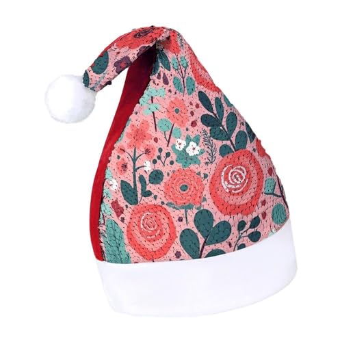 JKLQWH Weihnachtsmütze mit Pailletten, mit roter Rose, lustige Weihnachtsmütze, Weihnachtsgeschenke für Damen und Herren, Anzug für Familie, Weihnachten, Silvester, Festival, Party, Kostüm JKLQWH Weihnachtsmütze mit Pailletten, mit roter Rose, lustige Weihnachtsmütze, Weihnachtsgeschenke für Damen und Herren, Anzug für Familie, Weihnachten, Silvester, Festival, Party, Kostüm von JKLQWH