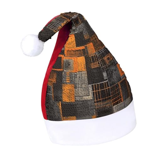 JKLQWH Weihnachtsmütze mit Pailletten, orangefarbenes quadratisches Muster, lustige Weihnachtsmütze, Weihnachtsgeschenke für Damen und Herren, Anzug für Familie, Weihnachten, Silvester, Festival, JKLQWH Weihnachtsmütze mit Pailletten, orangefarbenes quadratisches Muster, lustige Weihnachtsmütze, Weihnachtsgeschenke für Damen und Herren, Anzug für Familie, Weihnachten, Silvester, Festival, von JKLQWH