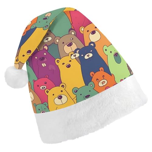 JKLQWH Weihnachtsmütze mit bunten Bären, Weihnachtsmannmütze für Erwachsene, Uni, klassische Weihnachtsmannmütze, extra dick, Weihnachtsmütze, Wintermütze, Neujahr, festliche Party, JKLQWH Weihnachtsmütze mit bunten Bären, Weihnachtsmannmütze für Erwachsene, Uni, klassische Weihnachtsmannmütze, extra dick, Weihnachtsmütze, Wintermütze, Neujahr, festliche Party, von JKLQWH