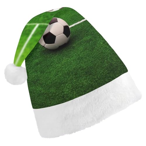 Weihnachtsmütze, Weihnachtsmütze, Partyhut mit Grasfeld, Fußball, Spielplatz, Nikolausmütze für Erwachsene, Uni, klassische Weihnachtsmannmütze, extra dick, Weihnachtsmütze, Wintermütze, Neujahr, von JKLQWH