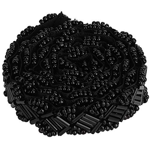 1 -Yard -Perlen -Perlen -Trimmband zum Nähen, DIY Hochzeitskleid Brautkleid Dekoration, glänzende Perlenperlen Verzierung für Bekleidungssäcke Schuhe Accessoires (1,5 cm schwarze Quadratrohrperlen) von JKOKPMG