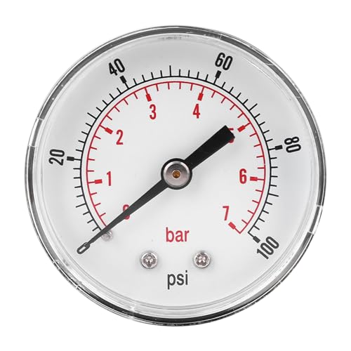 50-mm-Zifferblätterung, 1/4 BSPT Axialanschluss, 0-160psi 0-11BAR-Bereich für Luftwasserölgas, Messingkonstruktion mit transparenter Abdeckung, korrosionsbeständiger, genaues (0-100PSI 0-7BAR) von JKOKPMG