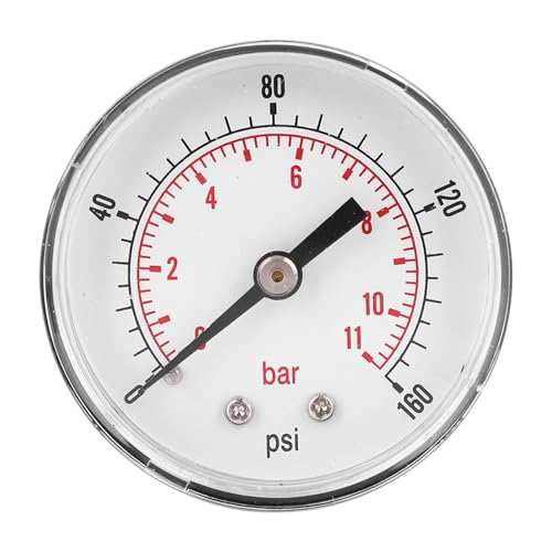50-mm-Zifferblätterung, 1/4 BSPT Axialanschluss, 0-160psi 0-11BAR-Bereich für Luftwasserölgas, Messingkonstruktion mit transparenter Abdeckung, korrosionsbeständiger, genaues (0-160psi 0-11BAR) von JKOKPMG