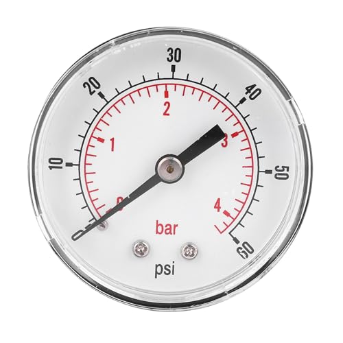 50-mm-Zifferblätterung, 1/4 BSPT Axialanschluss, 0-160psi 0-11BAR-Bereich für Luftwasserölgas, Messingkonstruktion mit transparenter Abdeckung, korrosionsbeständiger, genaues (0-60psi 0-4BAR) von JKOKPMG