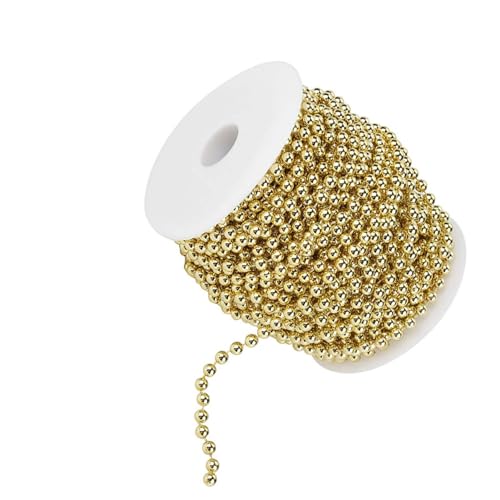 6 mm 25m Gold Electroplated Faux Pearl Perlen -Perlenstrang, Absahme Perlendrahtgirlande für DIY Hochzeitsdekor, Party -Hintergrund, Brautstrauß, Weihnachtsbaumdekoration (Gold) von JKOKPMG