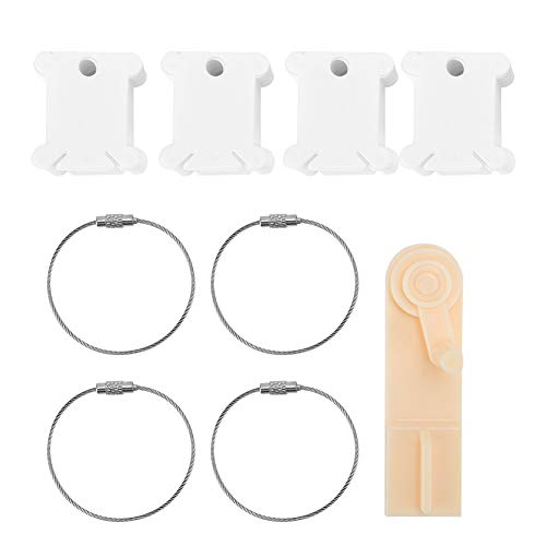 Floss Bobbins Set für Kreuz stich stickerei, Kunststoff faden karten mit manuellem Zahnseide wickler, 100 Bobbins und 4 Halte ringe, weiß, organisieren und speichern Threads von JKOKPMG