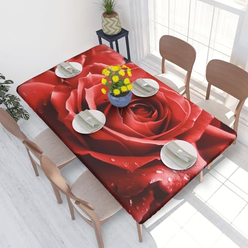 JKSEEPYN Tischdecke mit rotem Rosen-Motiv, elastisch, wasserabweisend, rechteckig, für Küche, Esstisch, 122 cm JKSEEPYN Tischdecke mit rotem Rosen-Motiv, elastisch, wasserabweisend, rechteckig, für Küche, Esstisch, 122 cm von JKSEEPYN