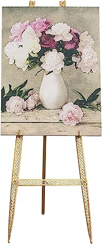 JKSVTF Metall-Werbehalter, verstellbare Ölgemälde-Display, Staffelei für Hochzeit, Willkommens-Poster, Shows, Geschenke für Malliebhaber, langlebig, Gold, 150 cm von JKSVTF
