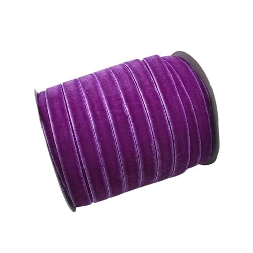 1 cm/0,4 Zoll einseitiges Beflockungsband, 50 Yards Samtband for Schleifenhaardekoration, DIY-Materialzubehör (Farbe : Purple) von JKUHA