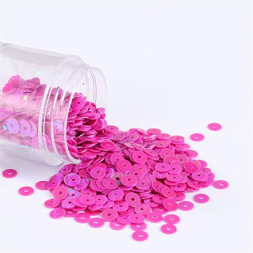 50 g 5 mm Silber/Laser/massive runde Pailletten, PVC-Zubehör for französische Stickerei, DIY-Handwerk, Kleidungsdekoration(Aurora rose red) von JKUHA