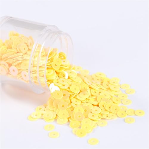 50 g 5 mm Silber/Laser/massive runde Pailletten, PVC-Zubehör for französische Stickerei, DIY-Handwerk, Kleidungsdekoration(Aurora yellow) von JKUHA