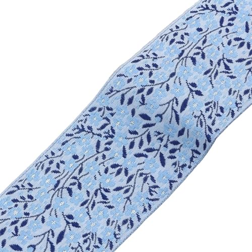 Jacquard-Band, zerdrücktes Blumenmuster, Stickerei, Spitzenbesatz for DIY-Bastelzubehör, Verschönerungsdekorationen(Blue,5cm 10 yards) von JKUHA