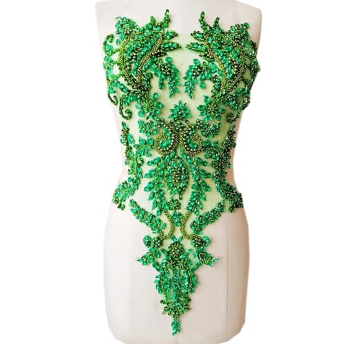 Strass-Dekoration, Spitzen-Patch-Applikation mit Pailletten-Perlen, DIY-Handwerk for Hochzeitskleid-Dekor-Dekorationen (Farbe : Light green) von JKUHA