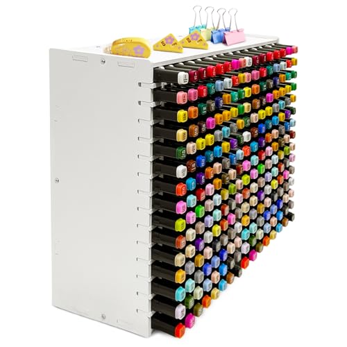 JKVPOI Künstler-Marker-Organizer für 240 Marker, Aquarell-Pinsel, Stifthalter mit abnehmbaren Trennwänden, Farbstift-Aufbewahrung für den Schreibtisch von JKVPOI
