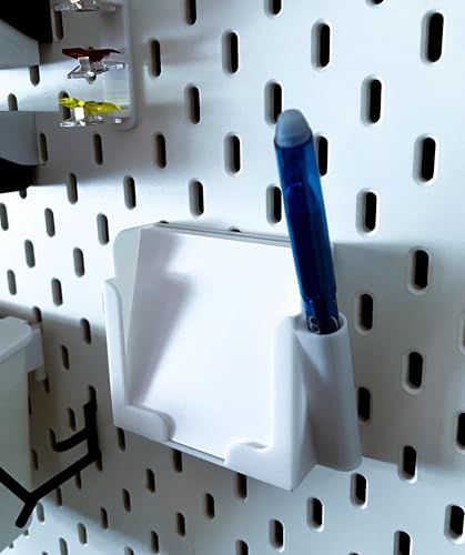 JL House Notizzettel kasten für IKEA SKÅDIS – 90x90x30 mm – Weiß – Mit Stifthalter-Tube | Organizer für & Stift | Kompatibel mit IKEA Skadis Lochwand von JL House