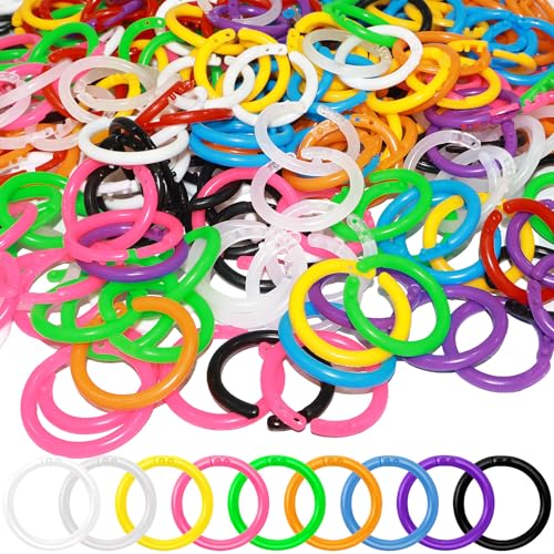 JLXCCHZJ Flexible Binderinge aus Kunststoff, 20 mm, lose Blätter, für Sammelalben, Karteikarten, Dokumente und Bürobedarf, langlebige Organisationsclips für Zuhause, Schule und Bastelprojekte, 300 von JLXCCHZJ