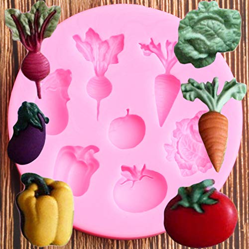 JLZK 3D Gemüse Obst Silikonform Rettich Tomate Auberginen Kohl Schokolade Zucker Craft Fondant Formen Kuchen Dekorationswerkzeuge von JLZK