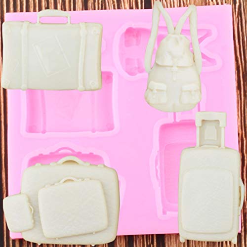 JLZK 3D-Tasche Koffer Silikonformen Baby Geburtstag Fondant Kuchen Dekorationswerkzeuge Polymer Clay Candy Schokoladenformen von JLZK