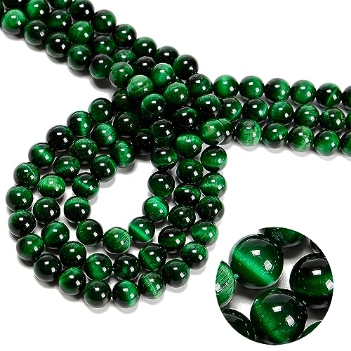 130 Stück Naturstein-Perlen, 6 mm, grünes Tigerauge, runder Edelstein, echter Stein, lose für DIY-Armbänder, Schmuck, Schnurherstellung von JM Design