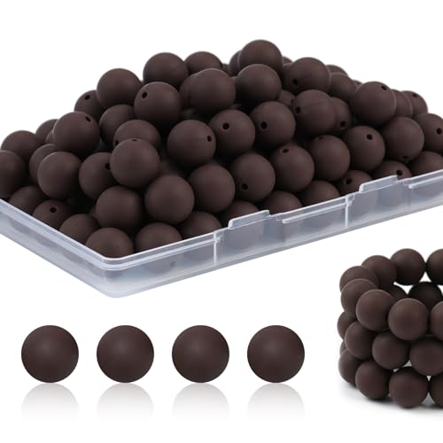 JMBOXBTQ Silikonperlen, 15 mm, für Schlüsselanhänger, Stifte, Armbänder (Schokolade), 100 Stück von JMBOXBTQ