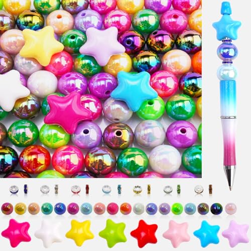 Perlen für Stifte, 16 mm, lose Acrylperlen, Großpackung – Perlen-Set zum Basteln – geeignet für Schmuckherstellung, Armbänder, Perlenstifte und Fokusperlen – niedliche Perlen für Heimwerkerbedarf, 222 Perlen für Stifte, 16 mm, lose Acrylperlen, Großpackung – Perlen-Set zum Basteln – geeignet für Schmuckherstellung, Armbänder, Perlenstifte und Fokusperlen – niedliche Perlen für Heimwerkerbedarf, 222 von JMCRATE