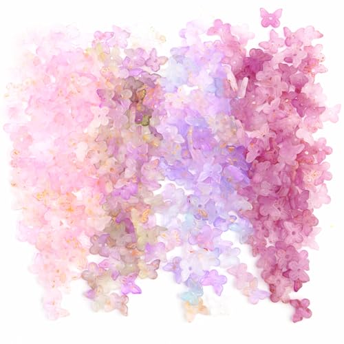 Schmetterlings-Perlen für Schmuckherstellung, Farbverlauf, Goldfolie, matte Glasperlen für Ohrringe, Armbänder, Halsketten, Anhänger, Fußkettchen, Schmuck, Charms für Armbänder, 400 Stück von JMCRATE