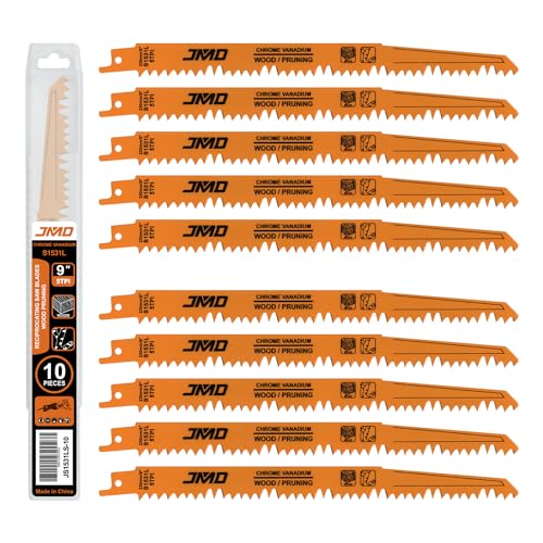 JMD 10 Stück S1531L 230mm 5TPI Säbelsägeblätter für Holz Sägeblätter Säbelsäge für Schnelles Holzschneiden Reciprosägeblätter Kompatibel mit Milwaukee Makita Dewalt Ryobi usw von JMD