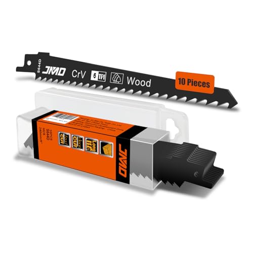 JMD 10 Stück S644D Säbelsägeblätter Holz 152mm 6TPI HCS Sägeblatt Säbelsäge Holz, Säbelsägeblätter für Holz Schneiden & Holzschnitt Kompatibel mit Bosch Dewalt Makita etc von JMD