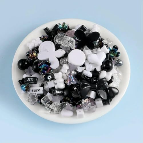 1 Beutel Mischstil Candy Color Acrylperlen für DIY handgefertigte Armbänder, Schmuckherstellung, Telefonkettenzubehör - Schwarz von JMGDJ