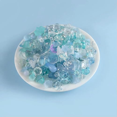 1 Beutel Mix Style Candy Color Acrylperlen für DIY handgefertigte Armbänder, Schmuckherstellung, Handyketten-Zubehör, Blau von JMGDJ