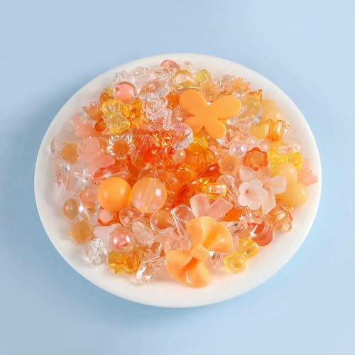 1 Beutel Mixing Style Candy Color Acrylperlen für DIY handgefertigte Armbänder, Schmuckherstellung, Telefonkettenzubehör-Orange von JMGDJ