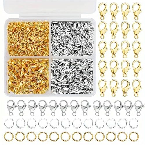 1 Set Box Gold Silber Karabinerverschluss Offene Biegeringe für Schmuckherstellung Armbänder Halsketten Haken Kettenverschluss DIY Zubehör-Typ2 1 Set Box Gold Silber Karabinerverschluss Offene Biegeringe für Schmuckherstellung Armbänder Halsketten Haken Kettenverschluss DIY Zubehör-Typ2 von JMGDJ