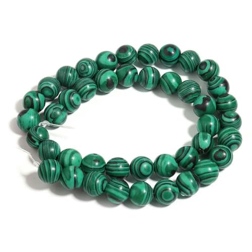 1 Strang natürliche grüne Malachit-Steinperlen, 4/6/8/10/12 mm, lose Abstandsperlen zur Schmuckherstellung, Armband- und Halskettenzubehör, 10 mm (ca. 36 Stück) von JMGDJ